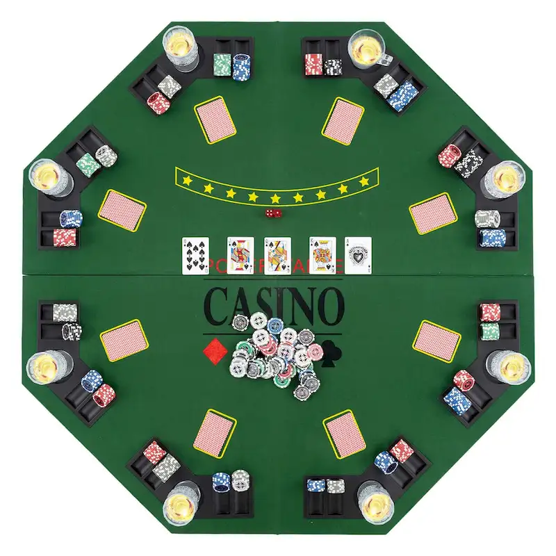 Blue / Green Foldable Poker Table Top, 8-Player
