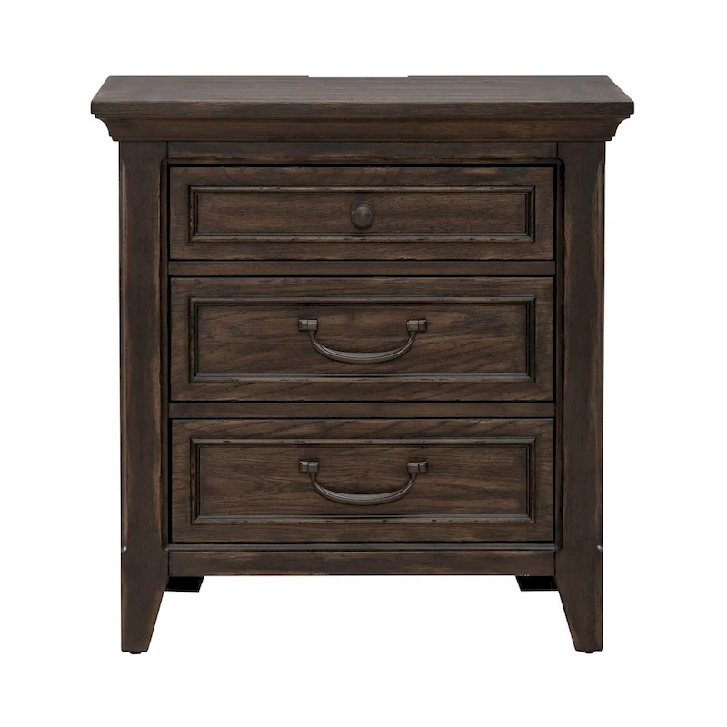 Paradise Valley Saddle Brown Nightstand with Charging Station