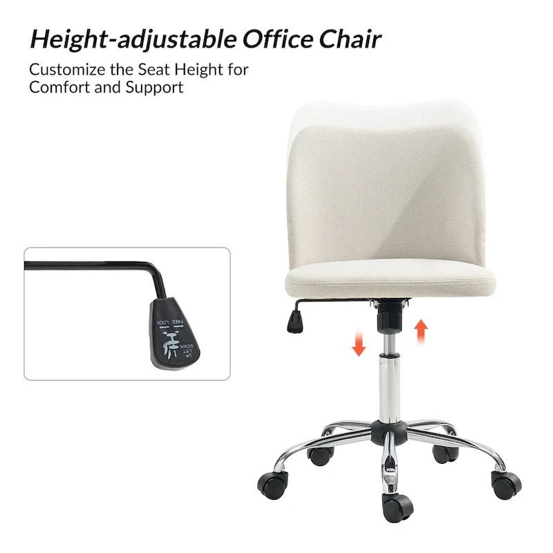 Sergio Modern Armless Office Chair with Mental Leg by HULALA HOME