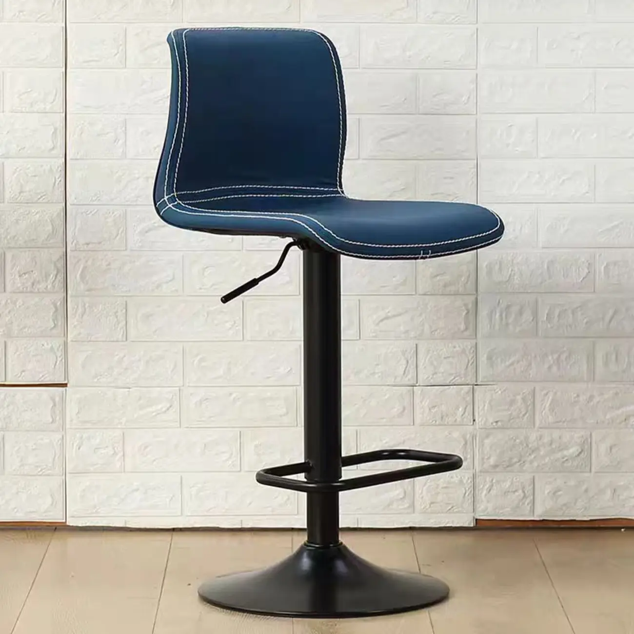 Leather Low Back Adjustable Swivel Sleek Bar Stools