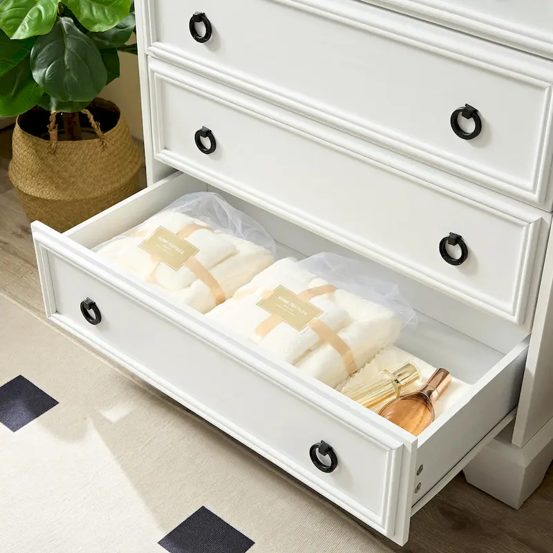 Gray Wash / White Modern 6-Drawer Dresser, Single