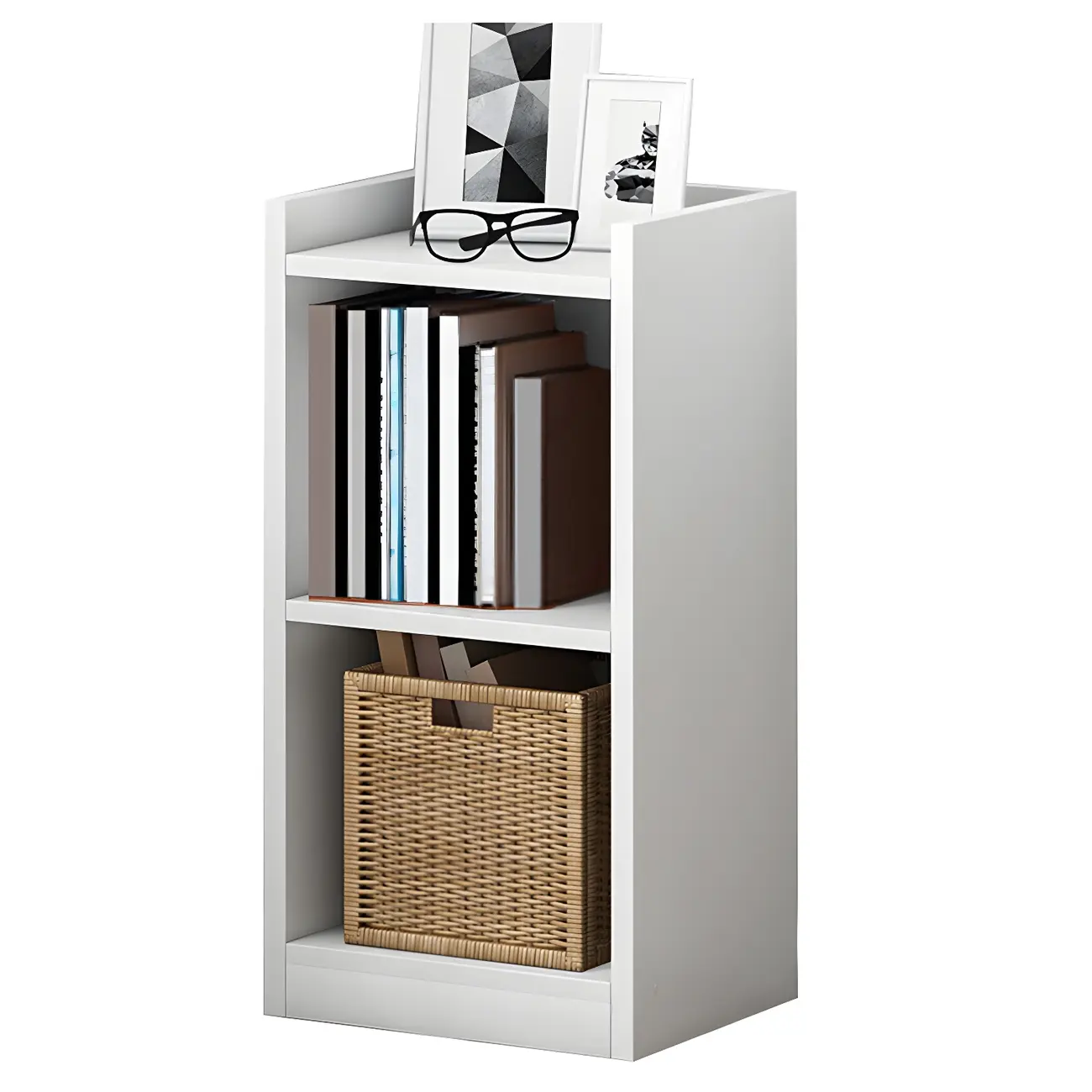 HomeyFad Vertical Tall Natural Wood 5-Shelf Corner Bookcase