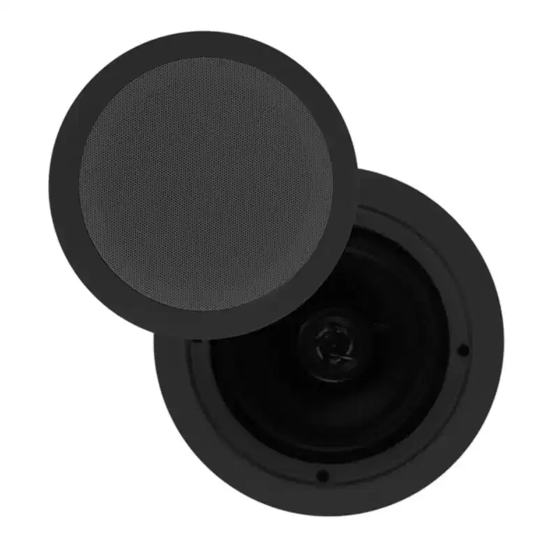 Pyle 1 Pair Speakers, 200W 6.5 Round Flush Mount In Wall/In Ceiling Home Speakers with Spring-Loaded Terminals, PDIC Series, Black