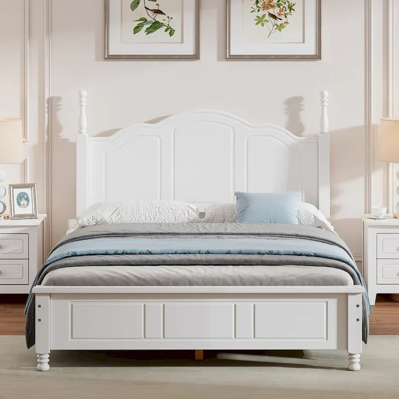 Platform Bed with Wood Headboard