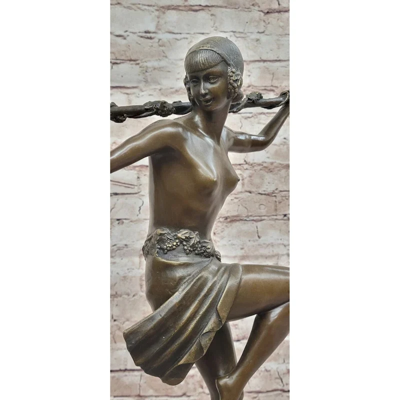 Dancer Of Thyrsus By Pierre Le Faguays - Art Deco Bronze Sculpture On Marble Base
