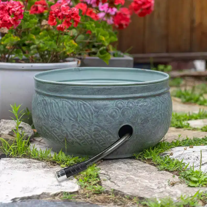 457 Steel Key West Pot - Blue - Good Directions: No Assembly, Drainage Holes, 100' Capacity