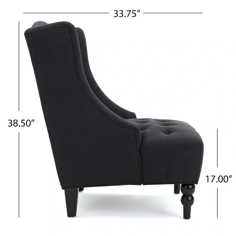 Charcoal 27.5  High Back Upholstered Button Tufted Club Chair