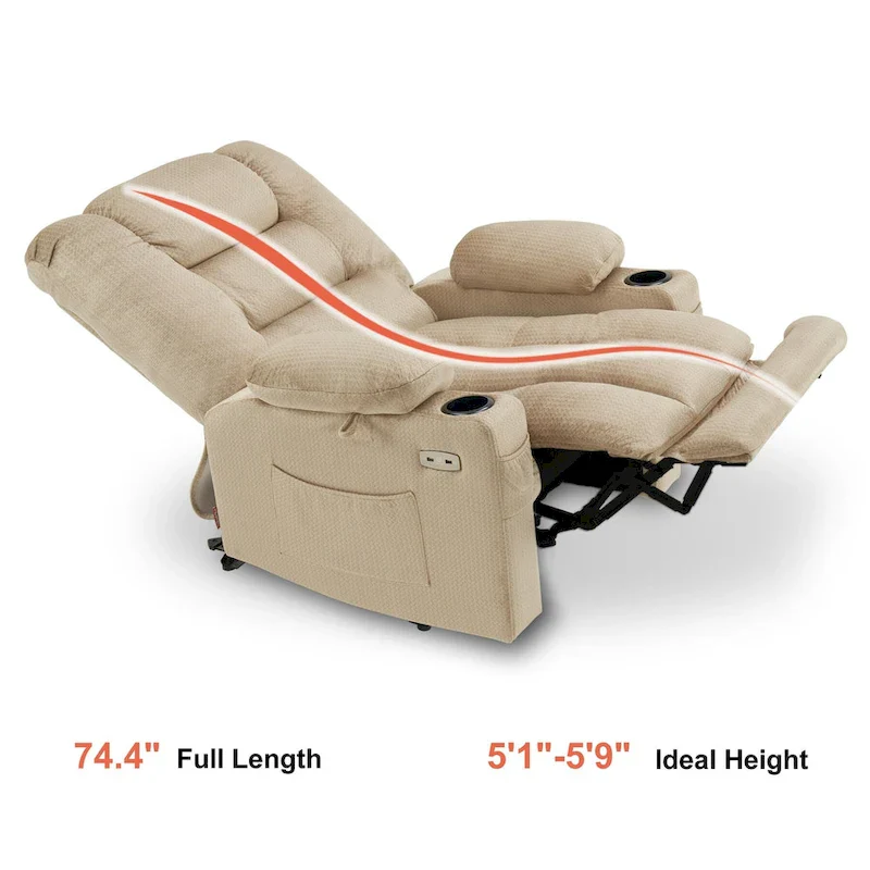 Electric Power Recliner Chair with Heat and Massage, Fabric 6079/PR670
