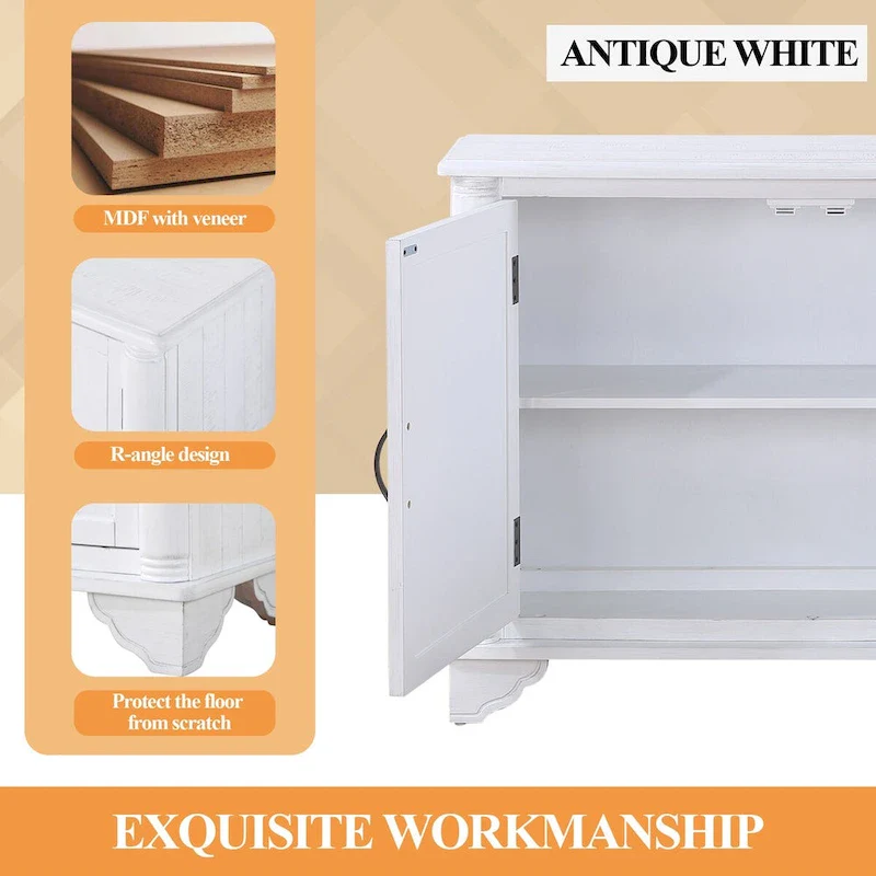 Mid Century 40 Sideboard Buffet Console Table with Adjustable Shelf