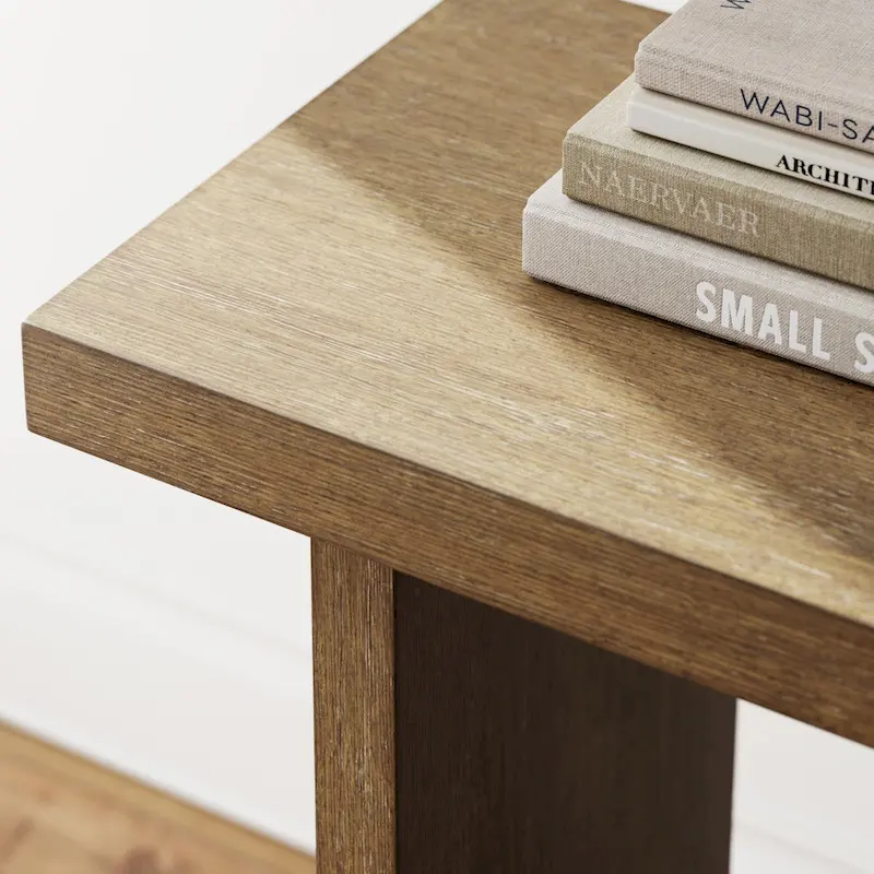 Nathan James Virgo Farmhouse 2-Tier Console Table in Wire-Brushed Wood Finish