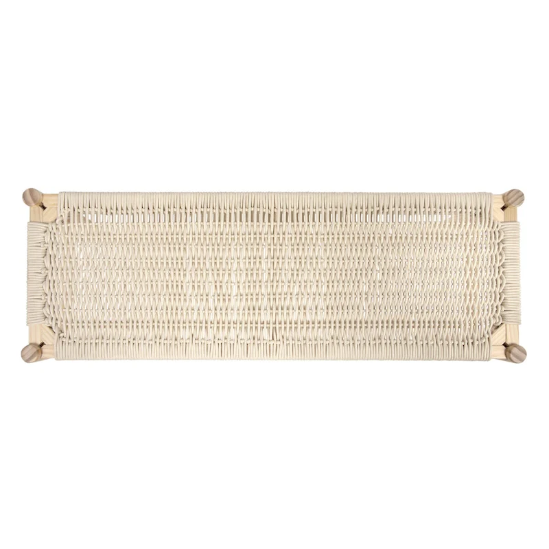 Fernway Solid Wood and Woven Rope Entryway Bench - 43.3 L x 15.0 W x 18.0 H