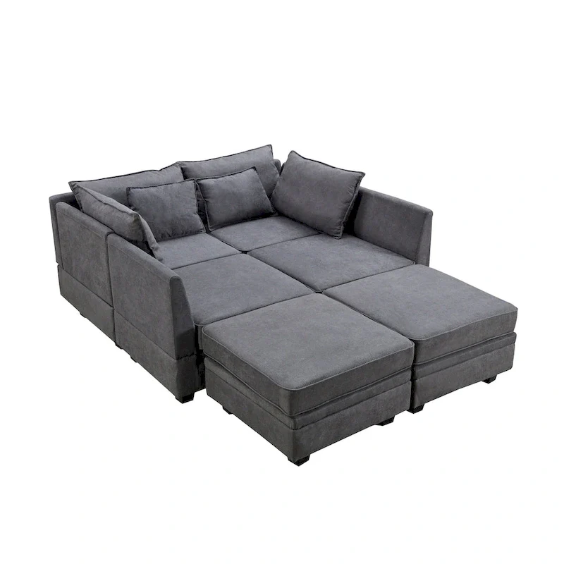 Modern U-Shape Modular Sectional Sofa, Convertible Sofa Bed with Reversible Chaise