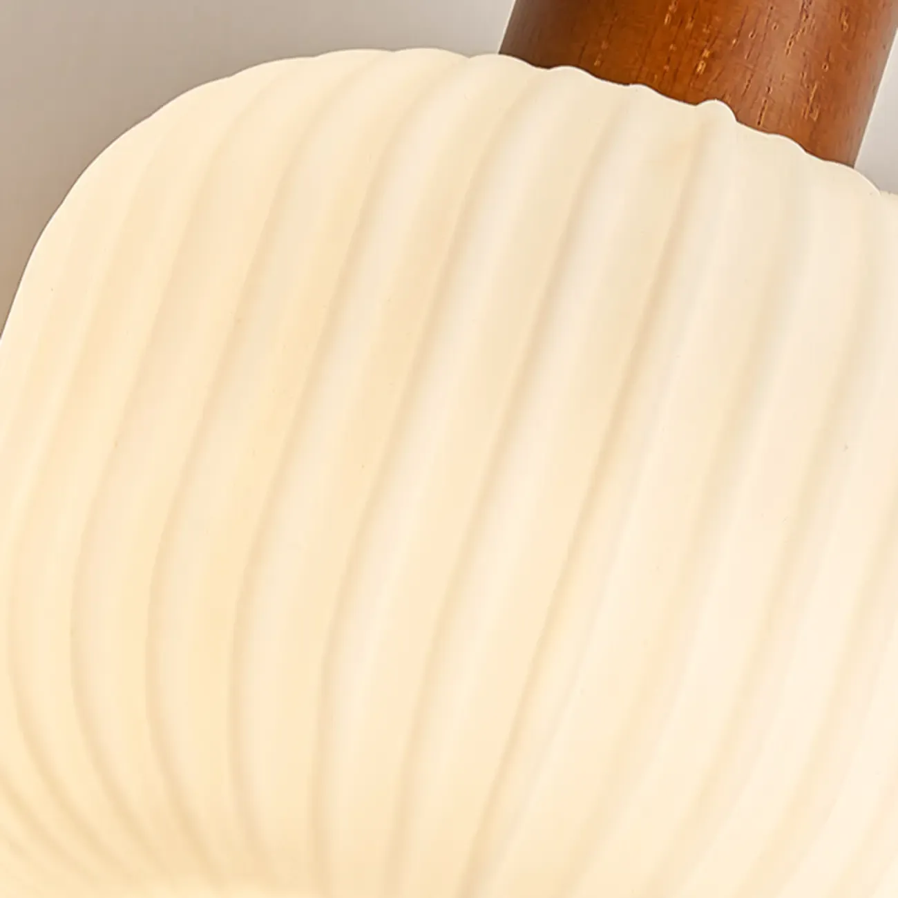 Modern White Glass Pendant Light with Solid Wood Accent