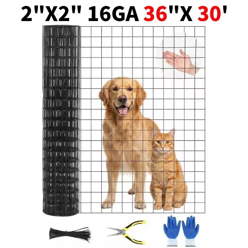 GustoWave 36'' x 30' Heavy-Duty Zinc-Plated Welded Wire Mesh Fence, 16GA Wire 2 x 2 Aperture, for Yard Protection
