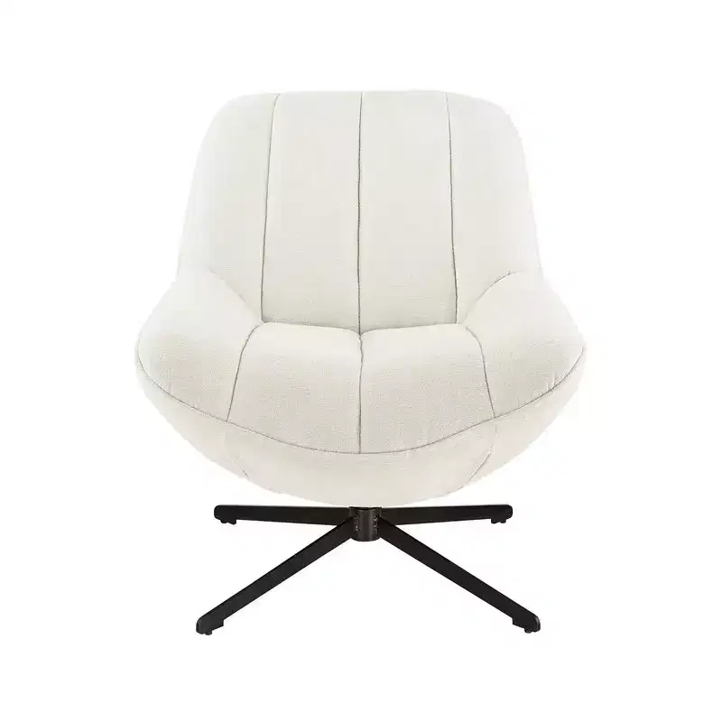 HOMLUX Modern Swivel Accent Chair Fabric Upholstered Lounge Chairs with Metal Legs Armless Sofa Chairs for Living Room&Bedroom,Off White