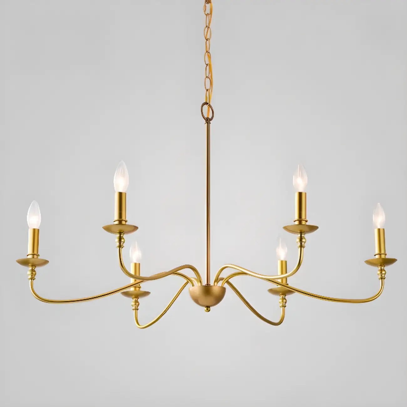 Simple Linear Gold Metal Candelabra Chandelier
