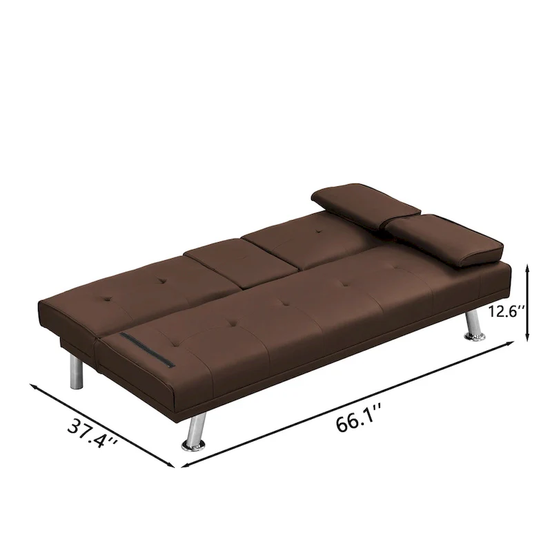 66.1  PVC Loveseat Sofa Bed with Wood Frame and Stainless Legs