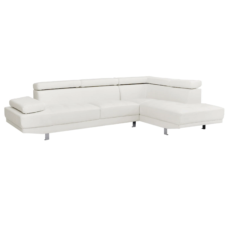 Adjustable Faux Leather L Shape Sectional Sofa - 109 - White