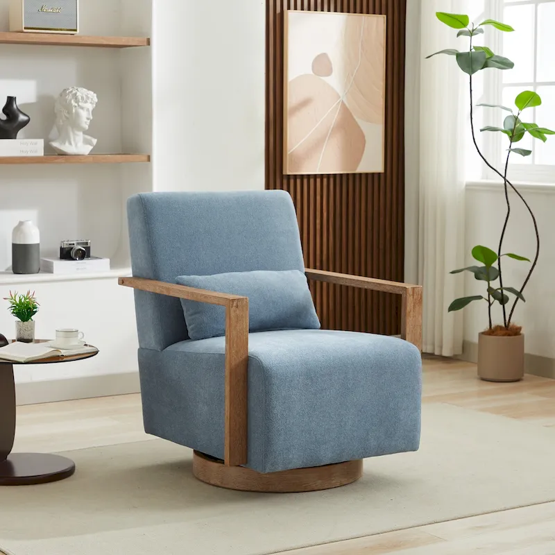 30.31  Linen Blend Upholstered Swivel Accent Chair