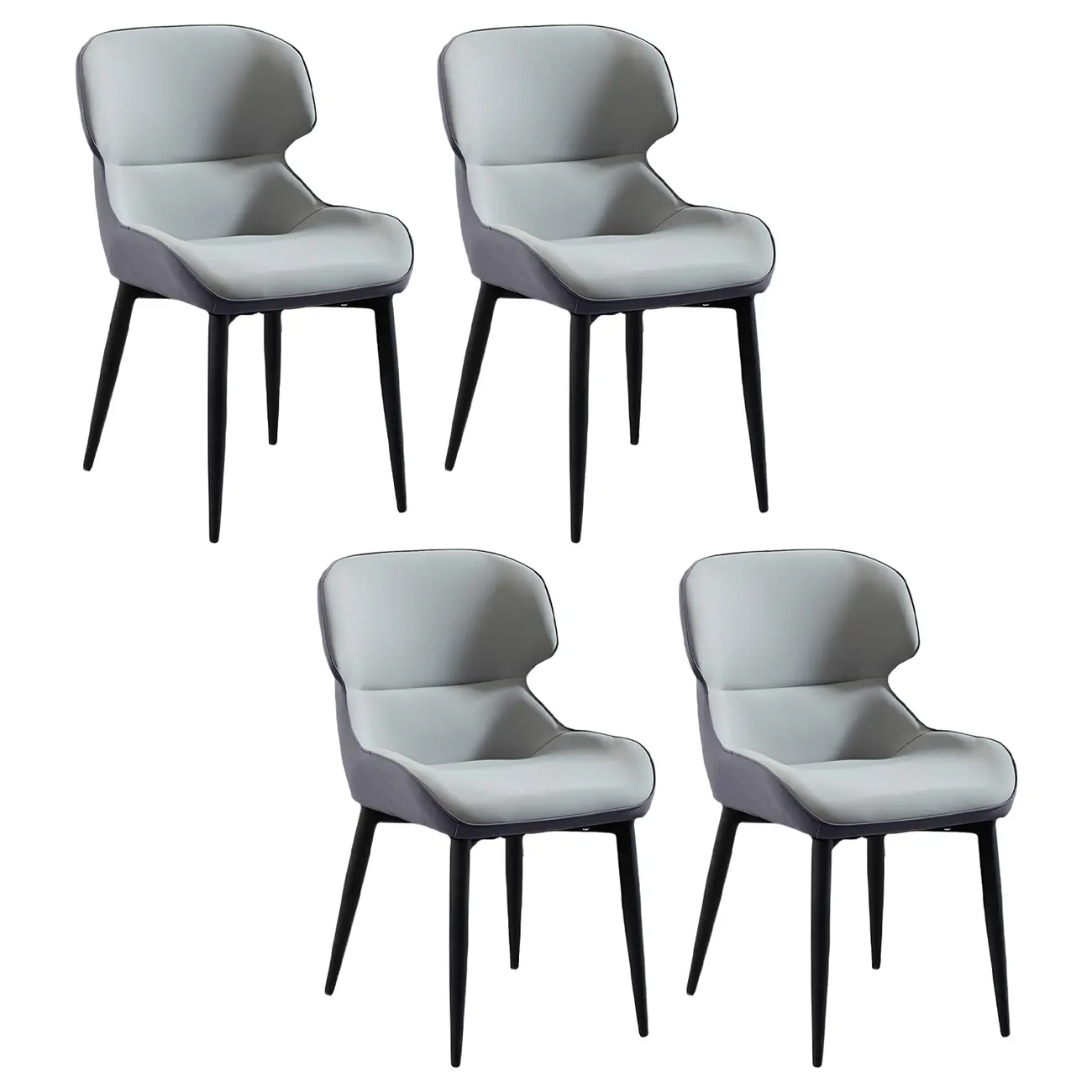 Scandinavian Leather Wingback Upholstered Dining Chair