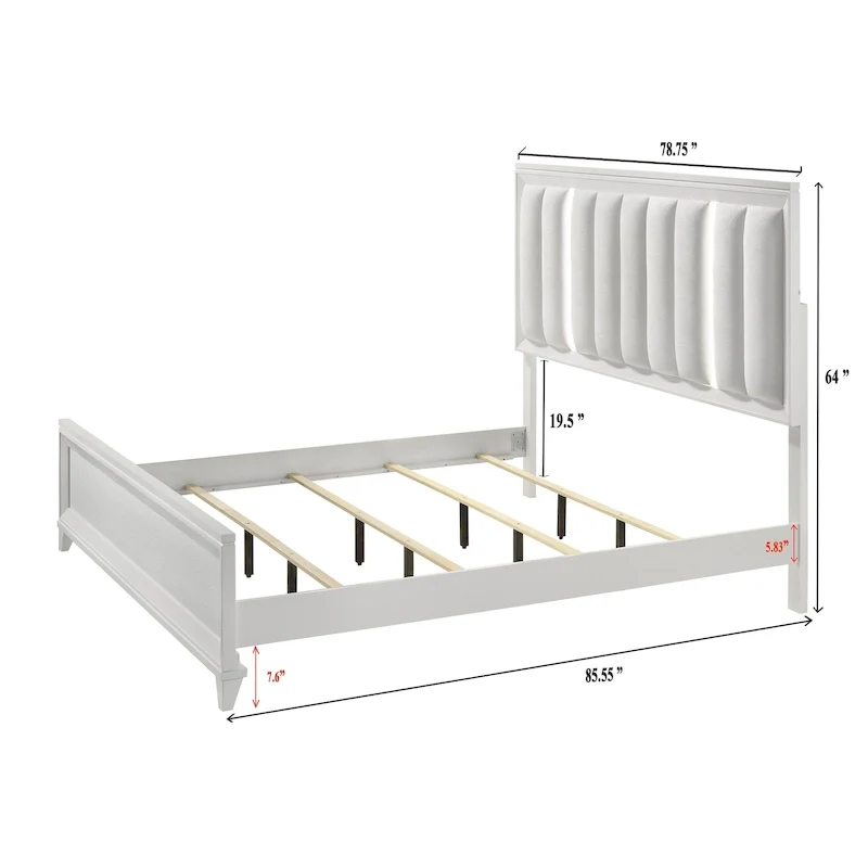 Denissa 6 Piece White Upholstered LED Panel Bedroom Set