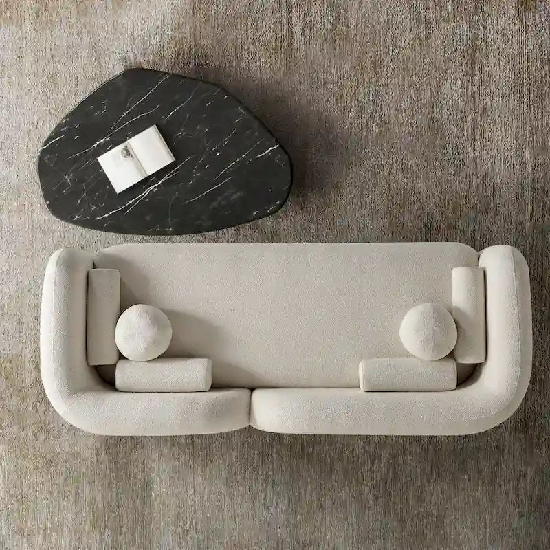 Milet Luxury Modern Boucle Fabric Curved Arm Sofa