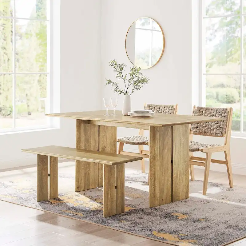 60  Wood Dining Table and Bench Set