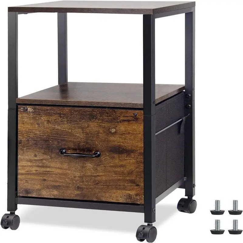 2 Tier Metal Mobile Under Desk Home Printer Stand - 11.81 D x 15.75 W x 25.6 H