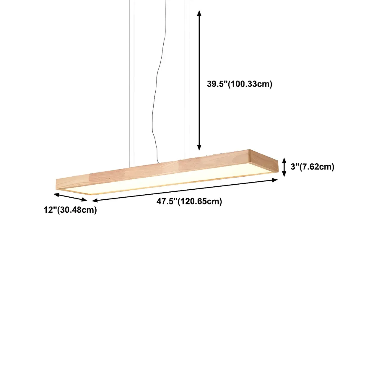 Natural Wood Dimming LED Rectangular Pendant Light