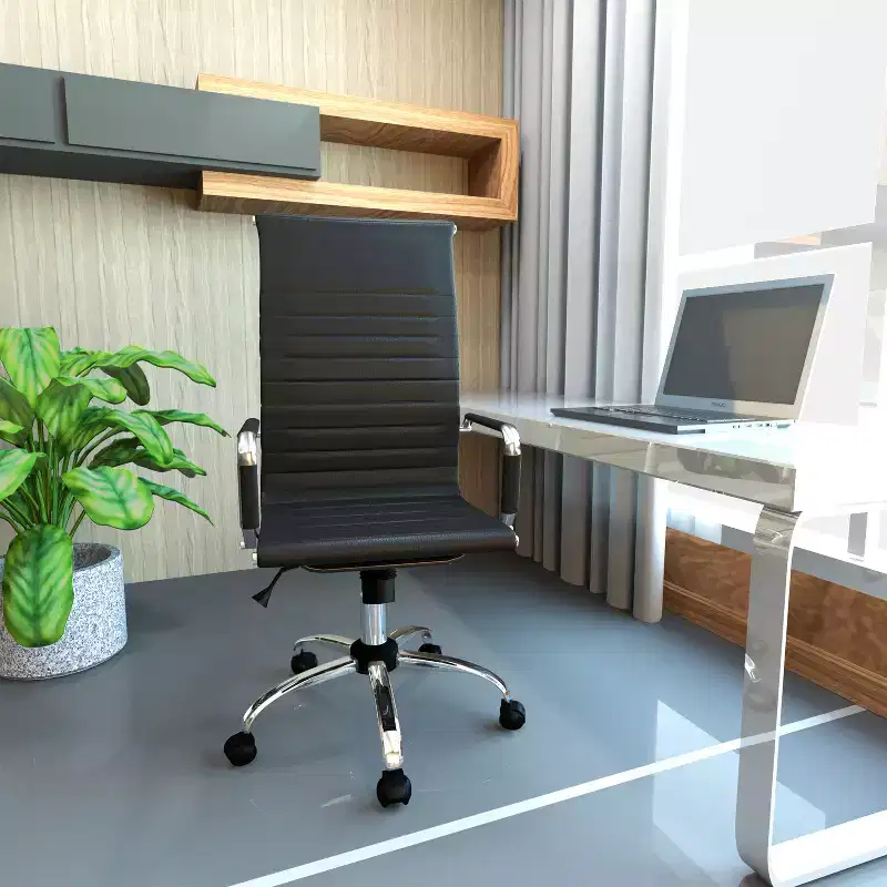 HomeStock 34 in.H Adjustable Height Gray Faux Leather Seat Material with Swivels Executive Office Chairs