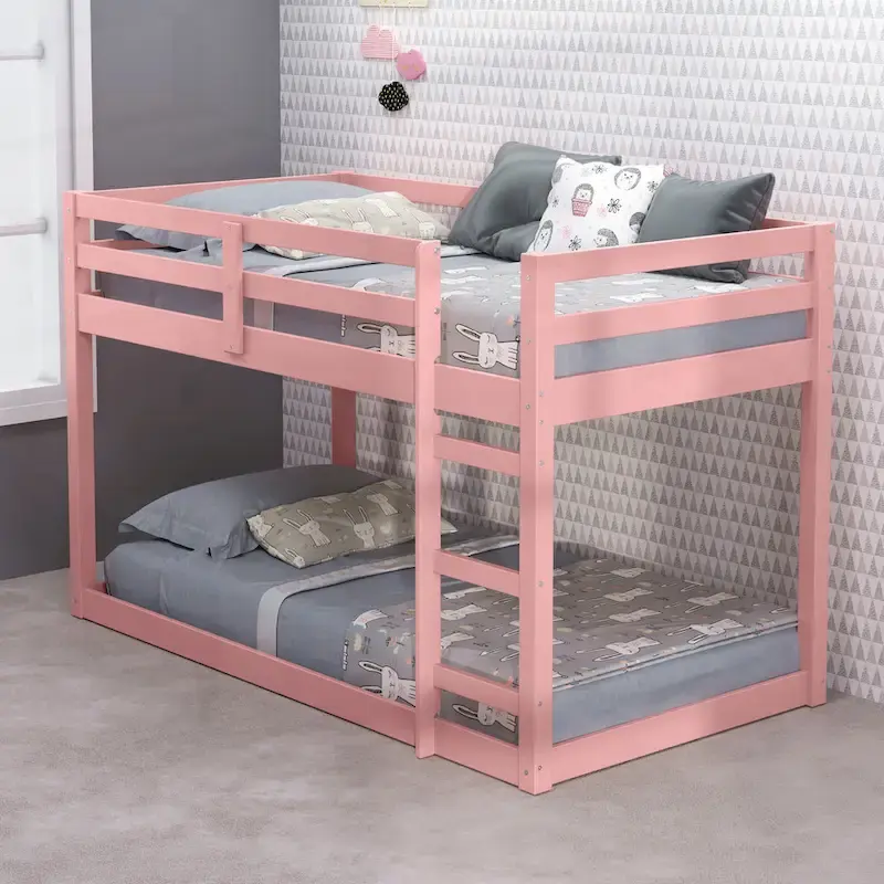 Twin Loft Bed with Slats and Guard Rail