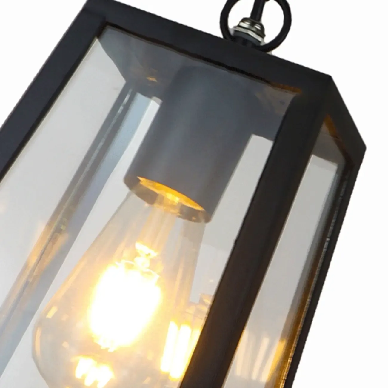 Industrial Black Metal Courtyard Pendant Lights in Adjustable