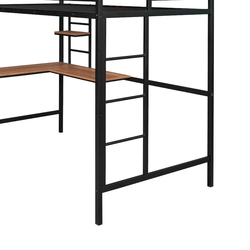 Twin Metal Loft Bed with Desk and Shelve