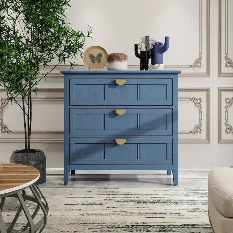 Blue 30.31 in. H Storage Cabinet with 3 Drawer and Anti-slip mats - 31.50  x 14.96