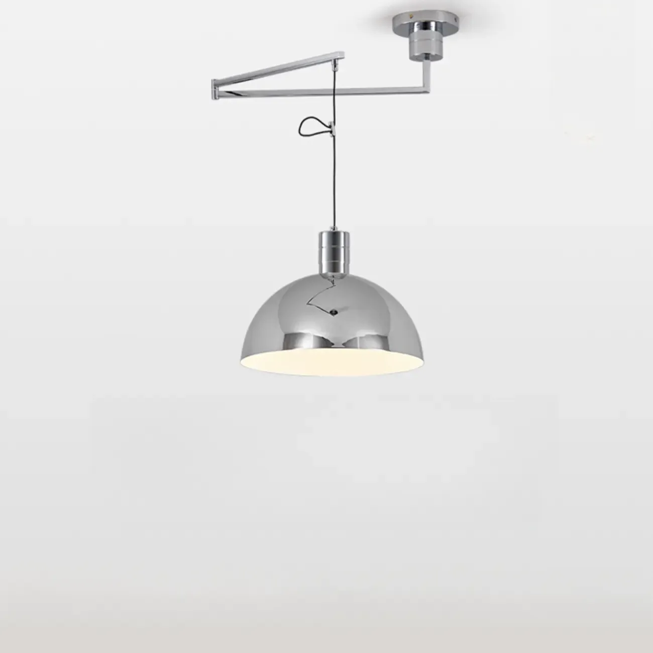 Adjustable Chrome Dome Swing Arm Kitchen Pendant Light from