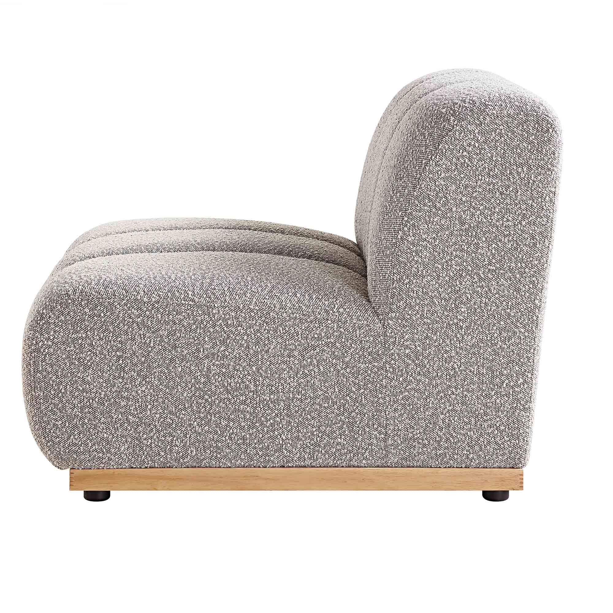 Taupe Boucle Sectional Sofa, 1-Seater Armless Sofa