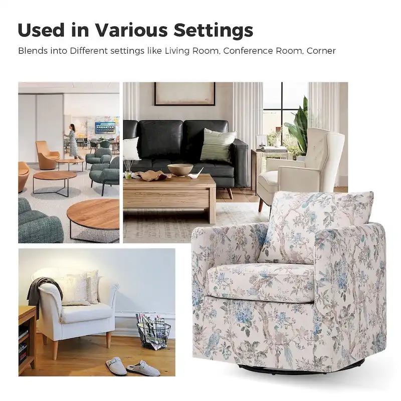 Erkenbald Modern Slipcovered Swivel Chair with Removable Cushion Set of 2 by HULALA HOME