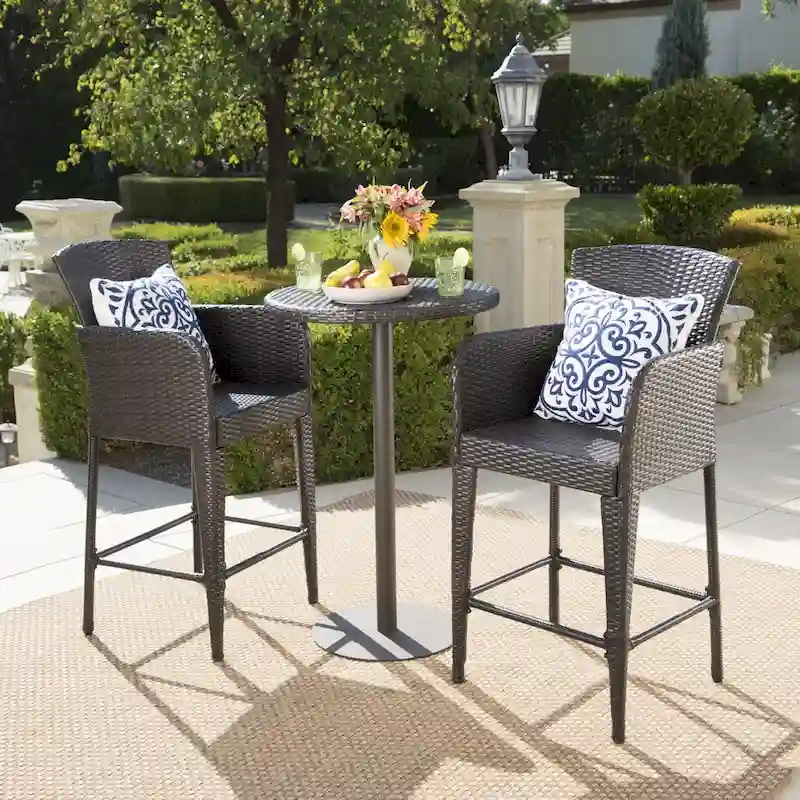 Brooklyn Outdoor 3-piece Wicker 26-inch Round Bar Set by Christopher Knight Home