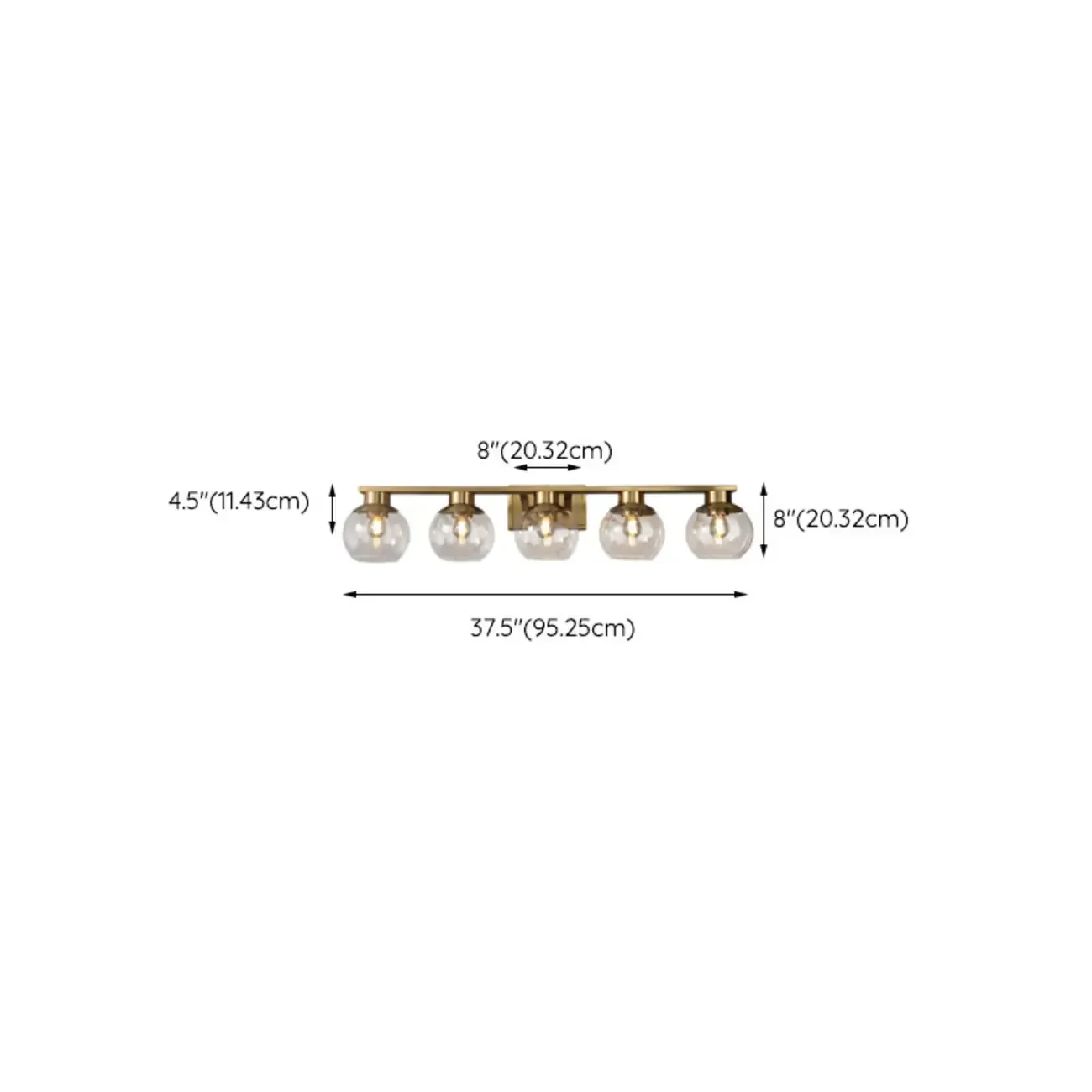 Classic Brass Vanity Lights with Transparent Ball Shade