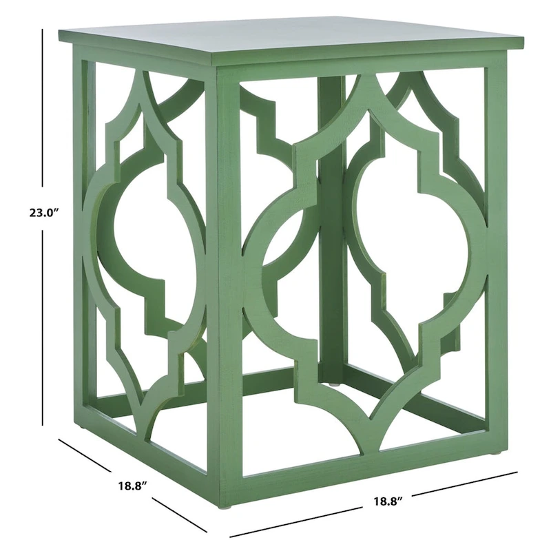 SAFAVIEH Grayce Trellis Silver Leaf End Table. - 19  W x 19  D x 23  H - 19Wx19Dx23H