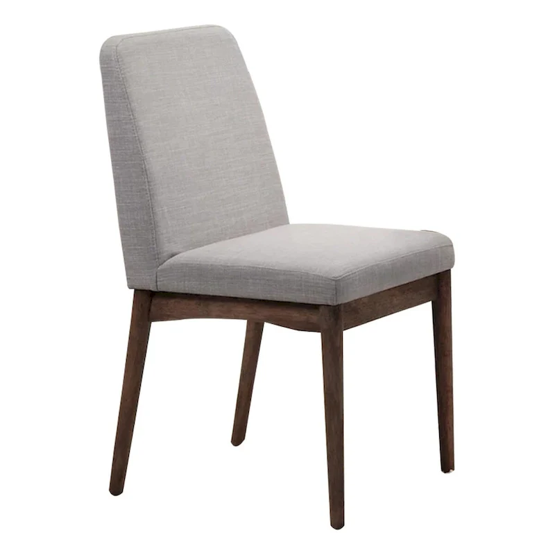 Lee Set of 2 Modern Wood Dining Chairs, Cushioned Seats, Tapered Legs, Gray