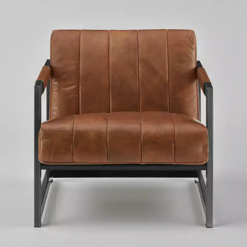 Art Leon Genuine Leather Lounge Accent Chair with Armrest
