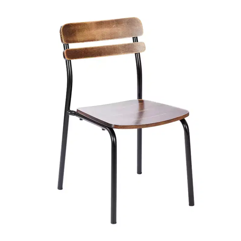 Flash Furniture Cyprus Commercial Grade Solid Wood Dining Chair with Metal Frame and Antique Finish
