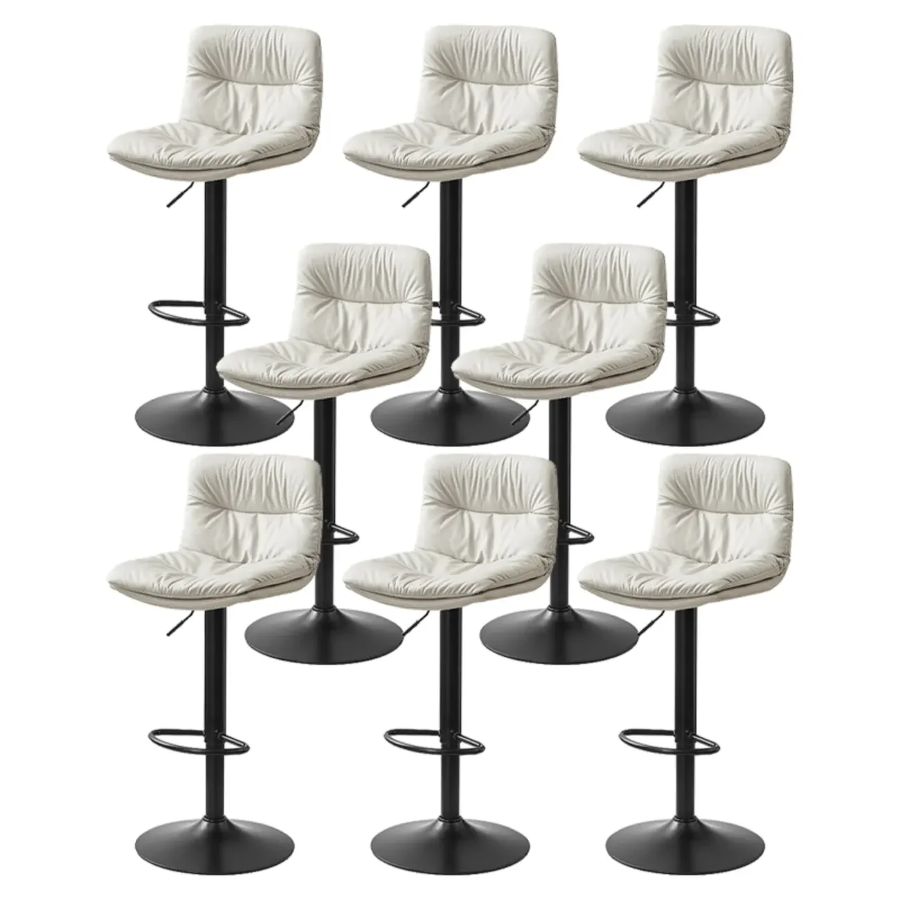 Modern Leather Saddle Swivel Adjustable Bar Stool