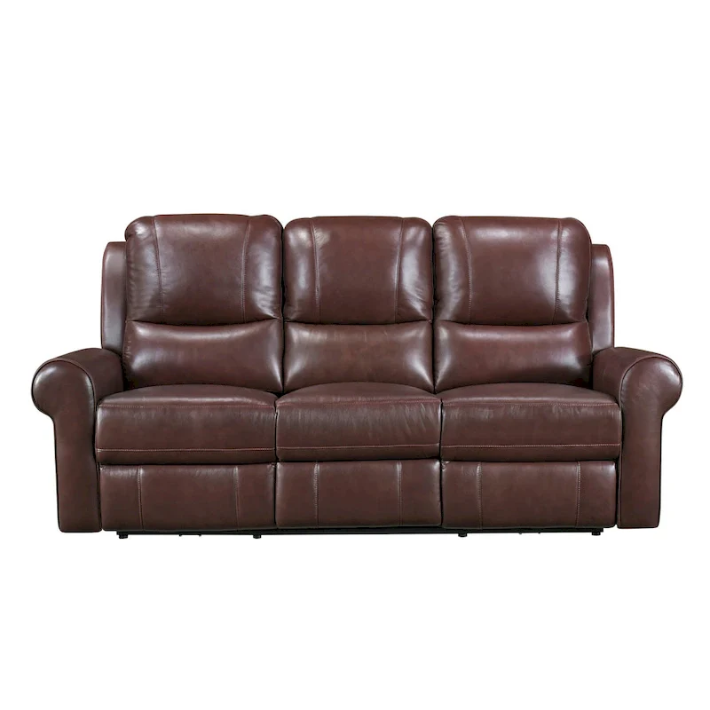 82 Inch Power Dual Recliner Sofa, USB, Brown Top Grain Leather