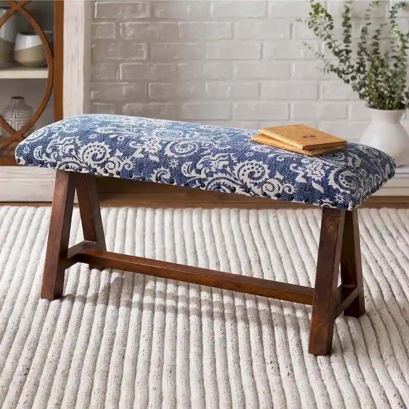 Blue Boho Cotton Bench