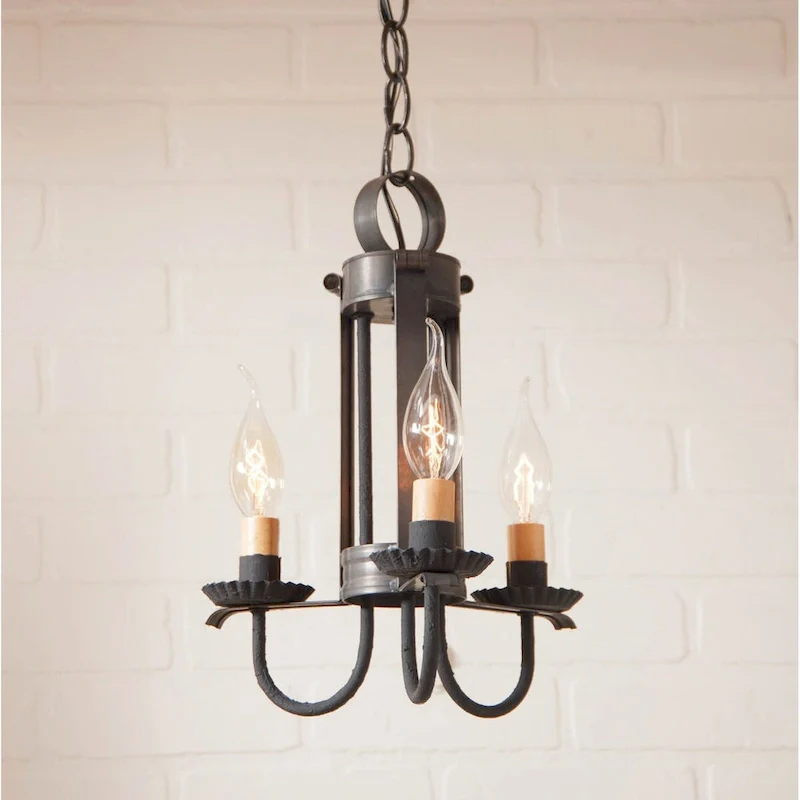Irvins Country Tinware Small Amherst Hanging Light In Kettle Black - 13 X 9.5 X 9.5 inches