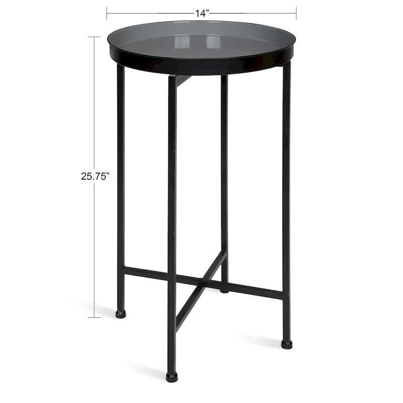 Celia Round Metal Tray/ Foldable Accent Table - 14x14x25.75