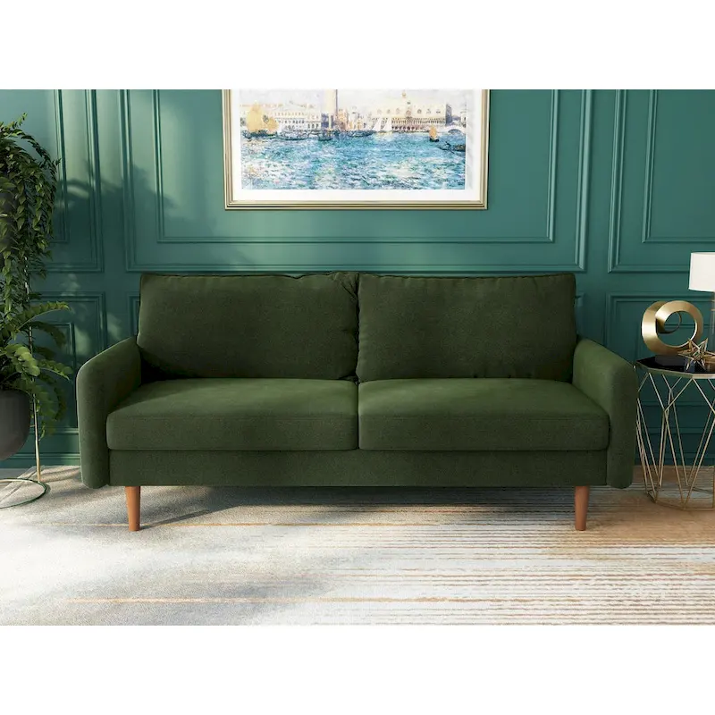 Velvet Square Arm Sofa - Multiple Colors, Contemporary Design, Seats 2-3