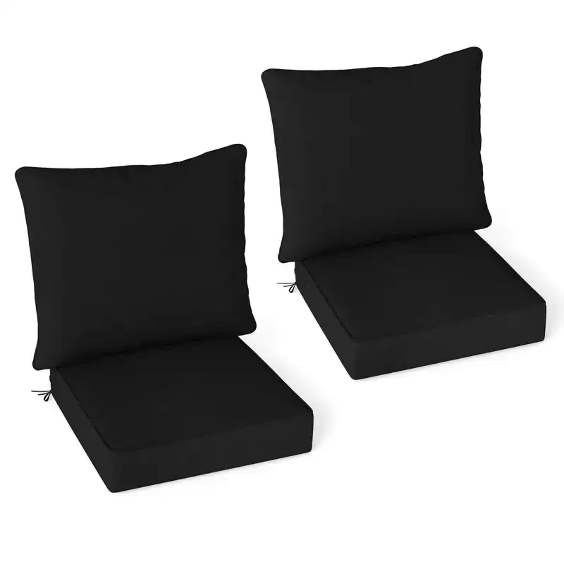 Costway 2PCS Deep Seat Chair Cushion Pads Set Indoor/Outdoor w/ Rope Belts